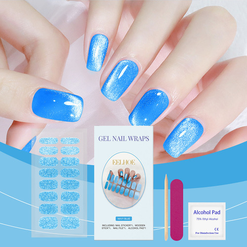 Set De Pegatinas De Uñas De Gel B Soft Con Purpurina Azul Os