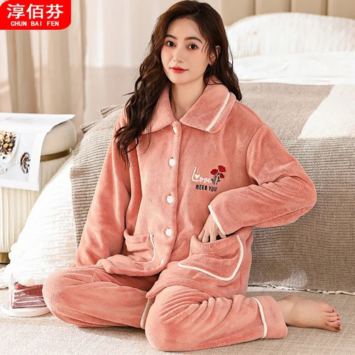 Pijama Coral Para Mujer, Cálido Y Cómodo