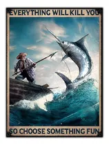 Comprar #205 - Cuadro Vintage 21 X 29 Cm \u002F Pesca Pez Caña - No Chapa