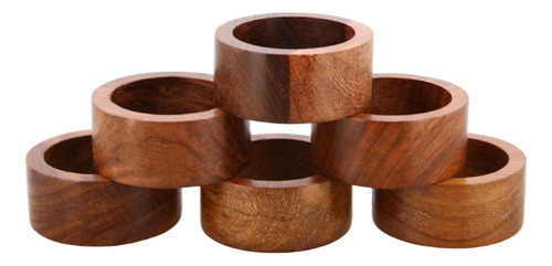 Ajuny Juego 6 Anillo Decorativo Madera Liso Hecho Mano Para