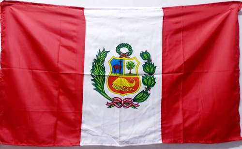 Bandera Con Escudo 95cm X 55 Cm | Fiestas Patrias