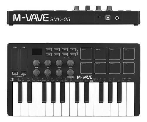 Controlador Midi Teclado Usb Portátil De 25 Teclas M-vave Mi