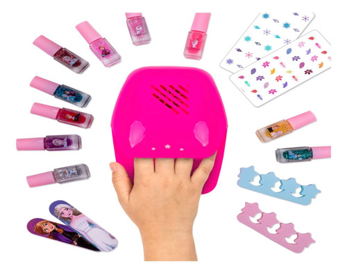 Set De Manicure + Secadora De Uñas Frozen