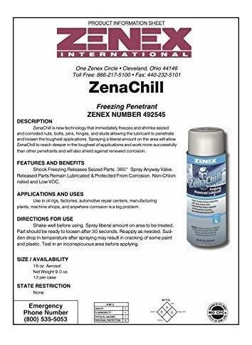 Imagen 2 de 2 de Zenachill Freezing Penetrant Lubricant, 16 Oz. Can, 1 Count