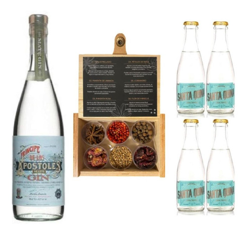 Imagen 1 de 12 de Gin Apóstoles + Tónica Santa Quina 200ml + Caja Botánicos X6