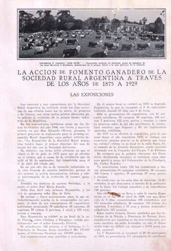 La Acción Ganadera De La Sociedad Rural Argentina 1875-1929