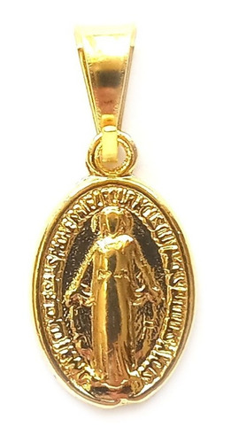 Colgante Medalla Virgen Rayos Pequeña Enchapado En Oro 18k