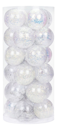 24 Adornos De Bola Navidad Transparentes Iridiscentes 6 Cm