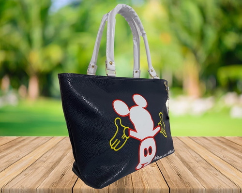 Bolsa De Mano De Mickey Mouse, Color Azul Oscuro Con Blanco Y Rojo
