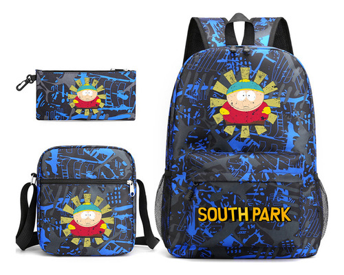 Mochila Escolar De Tres Piezas South Park, Casual De Lona