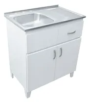 Comprar Fregadero Con Tarja Cocina Gabinete De Lamina 80cm Blanco Blanco Tarja Izquierda