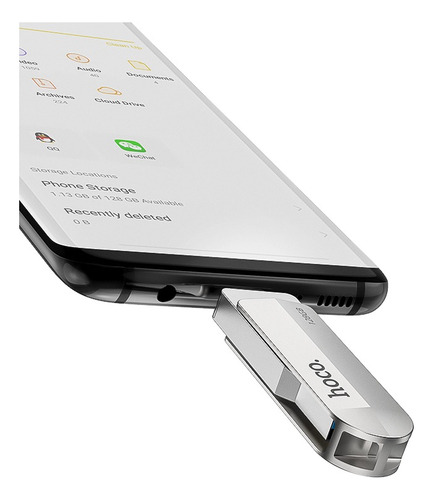 Pendrive Hoco Ud10 128gb Usb-c A Usb 3.0 Flash Drive Plateado Metal