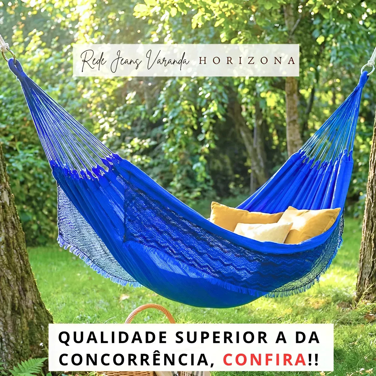 Rede Dormir Descanso Jeans Casal Grande Reforçada Nordestina Azul Varanda Premium
