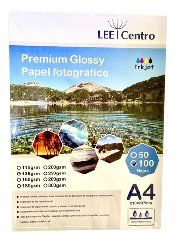 Papel Fotográfico Lee Centro 135g Pack 3 Resmas