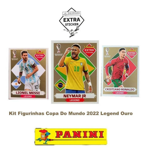 Figurinhas Gold Extras Legends Neymar Jr Messi Cr7 - Ouro