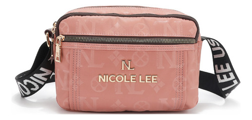 Bolsa Cruzada De Nicole Lee De Nylon Ss25 Acabado de los herrajes Níquel Color Rosa Correa de hombro Pink Diseño de la tela Pink