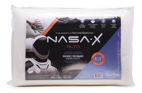 Travesseiro Nasa X 13 Cm Alto Duoflex Antialérgico 50x70