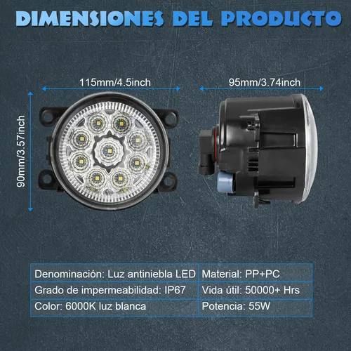 1 Par- Faros De Luz De Niebla Led De Parachoques Delantero