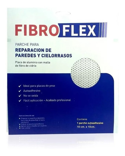 Parche Pared Cieloraso Yeso Durlock Fibroflex 10x10cm Sibaco