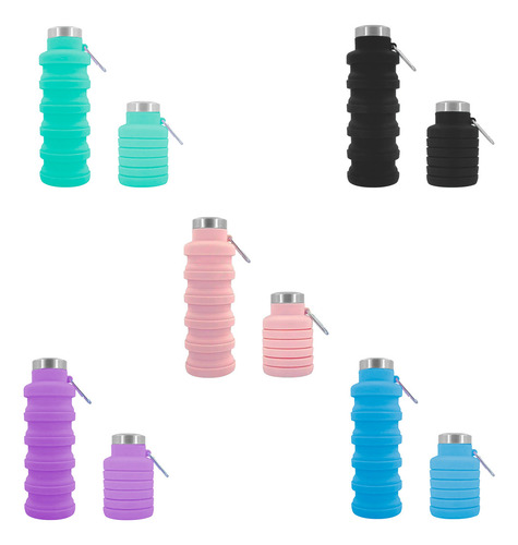 Botella Agua Plegable Silicona Deportiva Portatil 500ml Color Verde