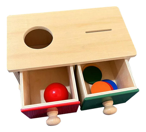 Caja De Permanencia De Objetos, Juguete Montessori 2 Cajones