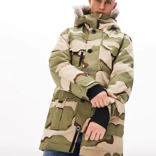 Campera Parka Lacoste Live Con Capucha De Pelo Sintético