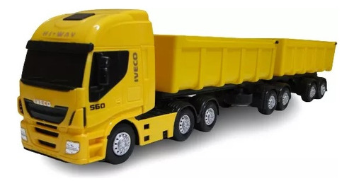 Miniatura Iveco Rodotrem Bitrem Caçamba Basculante Hi Way Amarelo