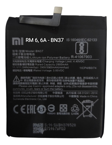 Bateria Xiaomi Redmi 6 Redmi 6a Bn37