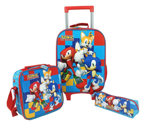 Scool - Set Maleta A4 Lonchera Y Cartuchera Sonic