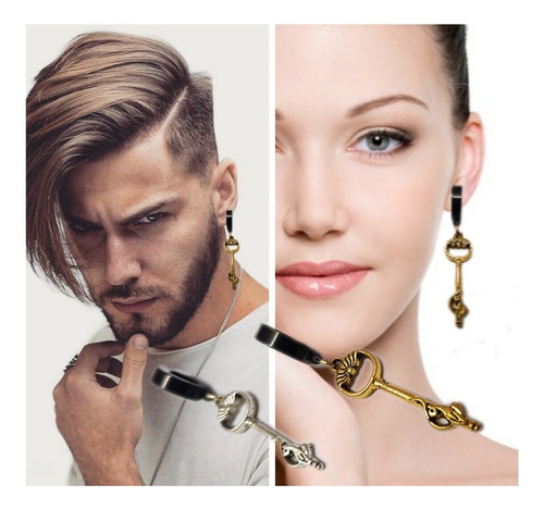 Aros Falsos Llave Gold Par Piercing A Presion