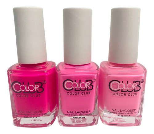 Color Club Juego De 3 Esmaltes De Uas Color Rosa, Juego De E