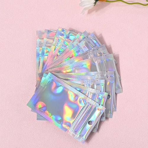 Pack De Bolsas De Mylar Holograficas Con Zipper · 10x6cms