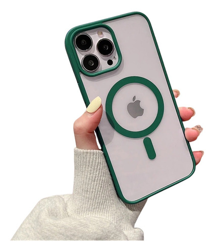 Funda Case Protector Magsafe Colors Anti Shock Para Iphone Verde Iphone 12 Pro