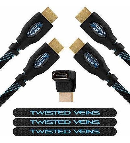 Cable Trenzado Venas Hdmi De 20 Pies, 2-pack, Cordón Superio