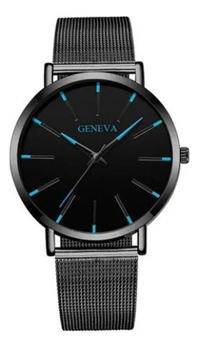 Relógio Preto Executivo Fino Minimalista Black Geneva