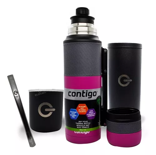 Kit 8 - Mate Premium + Bombilla Picoloro + Termo Contigo 1.2