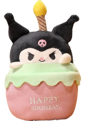 Peluche Kuromi Pastel Feliz Cumpleaños Con Luz Y Sonido 20cm