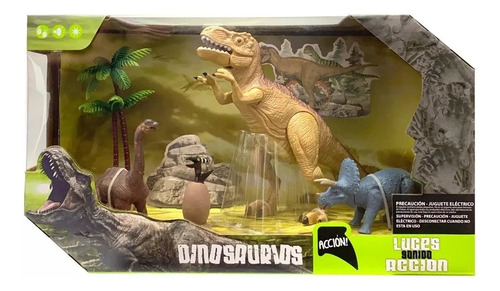 Set Pequeño Juguetes Dinosaurios Luz Movimiento Sonido Cts