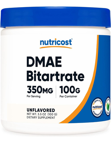 Nutricost Dmae Bitartrate 100 G Bitartrato 3.5 Oz Sabor Sin Sabor