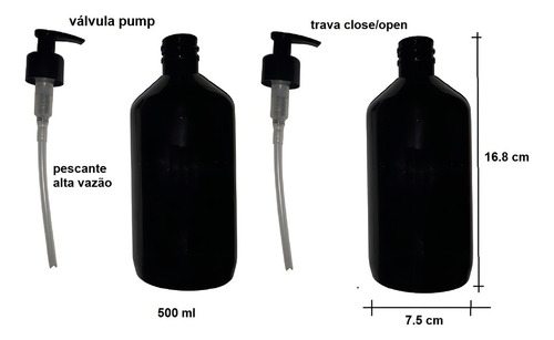 Frasco Pump 500 Ml Pet Âmbar Utilidades Ascepicia 2 Unidades
