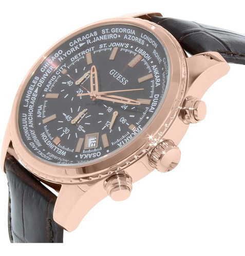 Reloj Guess Para Hombre U0500g3 Cuarzo Correa De Cuero Café