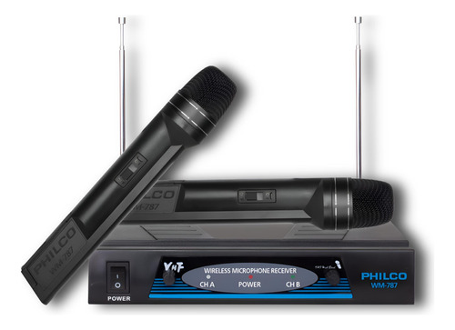 Pack De 2 Micrófonos Inalámbricos Vhf Pro Wm-787 Audio Hd