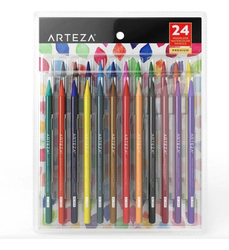 Set 24 Lápices Soft Acuarelables Dibujo Sin Madera Arteza