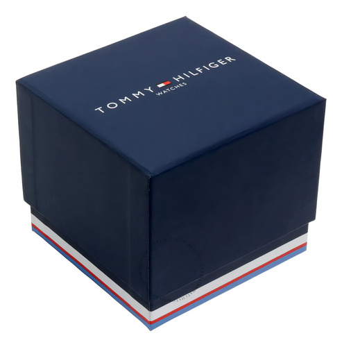 Reloj Tommy Hilfiger 1791459 Para Hombre 42 Mm Plateado Azul Fondo Azul Oscuro