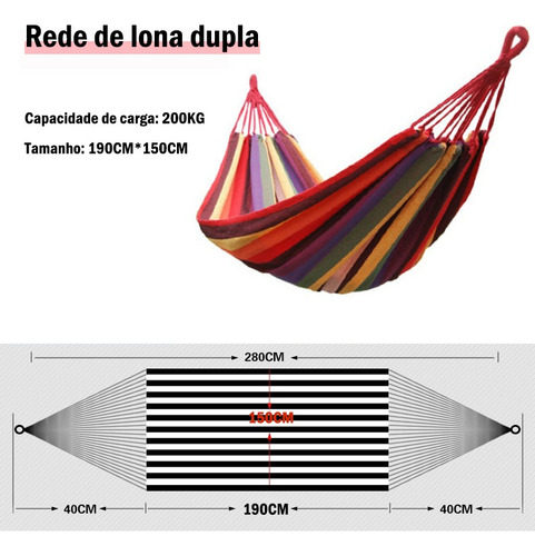 Rede Dupla Para Casal, Descanso Para Dormir, Lona Durável