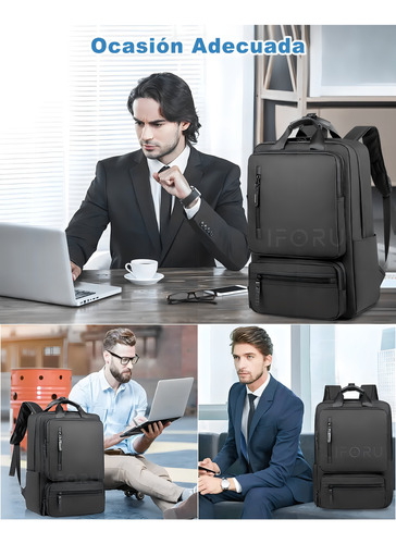 Mochila Viaje Iforu Antirrobo Backpack-14n Color Negro Diseño Lisa 30l