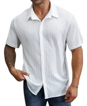 Comprar Camisas Manga Corta En Algodón Tejido Moda Verano Hombre