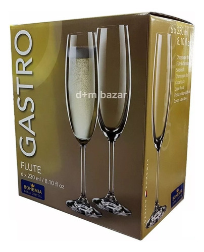 Copas De Cristal Bohemia Gastro Champagne 230ml X6 Unidades