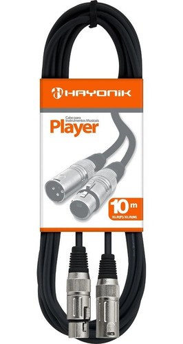 Cabo De Microfone 10m Cannon Xlr / Xlr Profissional Hayonik