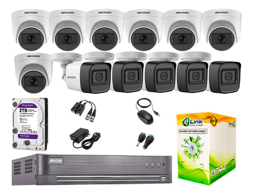 Kit 12 Cámaras De Seguridad Hikvision 5mp 06 Camaras Audio